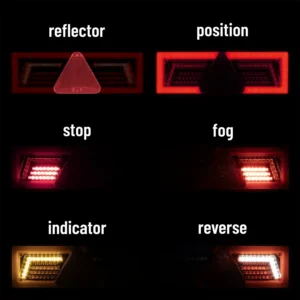 Alternative view of LED žibintas – 1859 galinis, kairė, su trikampiu, 12/24V