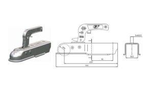Alternative view of Priekabos Sukabinimo Spyna 1300kg H, kvadratas, 50mm