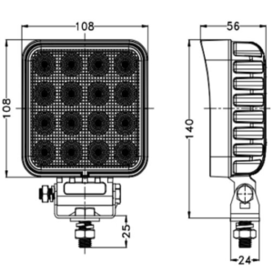 Alternative view of LED darbo žibintas 13364 su OSRAM LED, 64W, 5120 lm, 10–30V, IP68