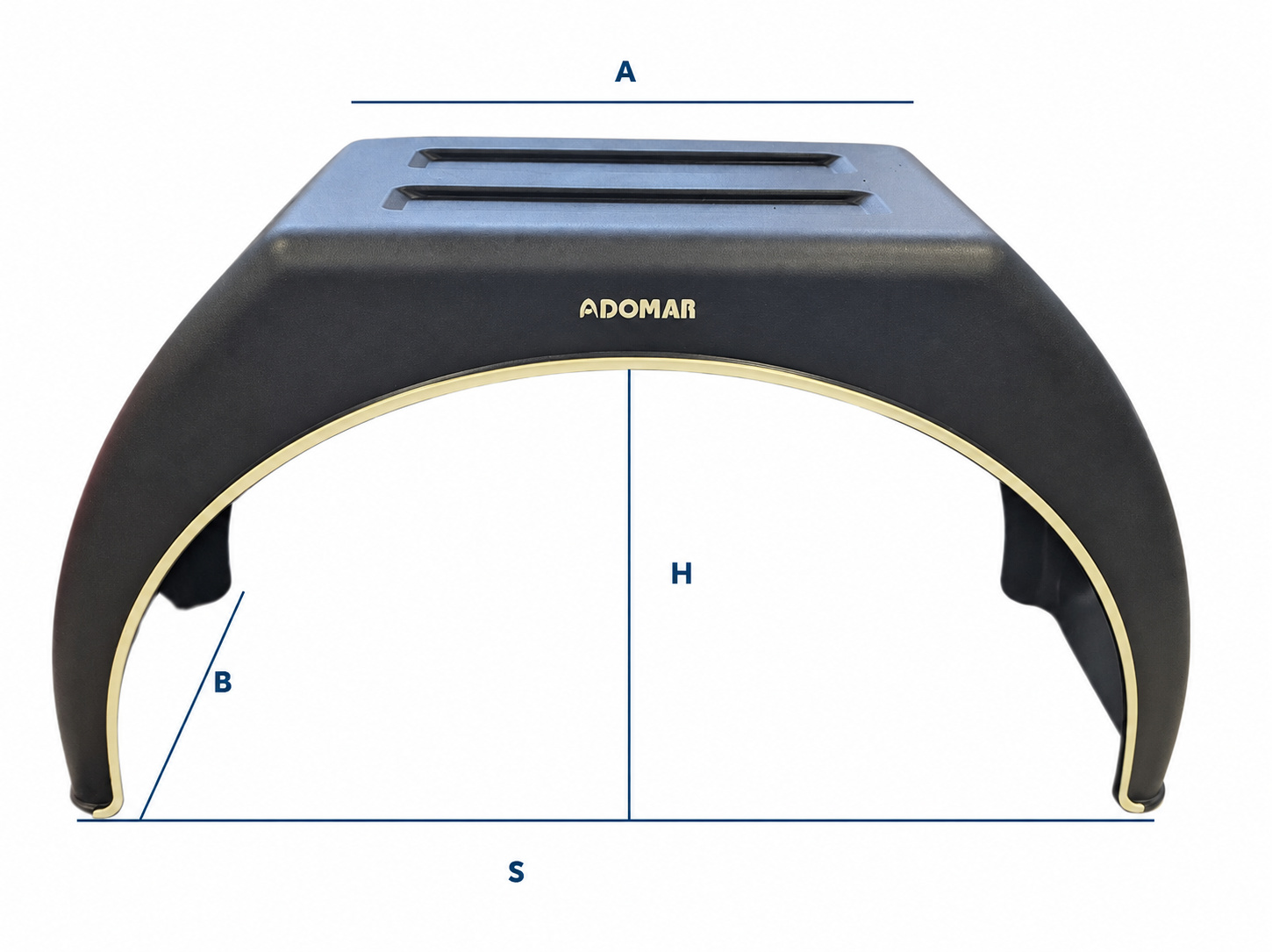 Plastikinis sparnas, 880 × 260 mm, L 1450 mm – matmenų žymėjimas