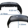 Sparnas priekabai AL-KO R13, 776 × 350 × 220 mm, plastikinis – matmenų žymėjimas