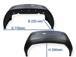 Sparnas priekabai AL-KO R13, 776 × 350 × 220 mm, plastikinis – matmenų žymėjimas