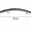 Priekabos 6 lapų lingė 375 kg, 920 mm tarp centrų, 45/50 mm – matmenų schema