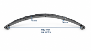 Priekabos 6 lapų lingė 375 kg, 920 mm tarp centrų, 45/50 mm – matmenų schema